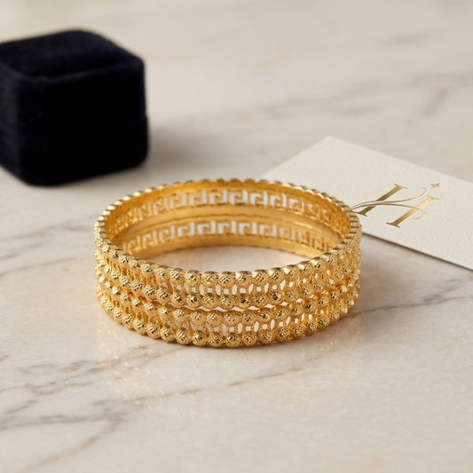 Heritage Golden Color Bangles Pair For Ladies 👸